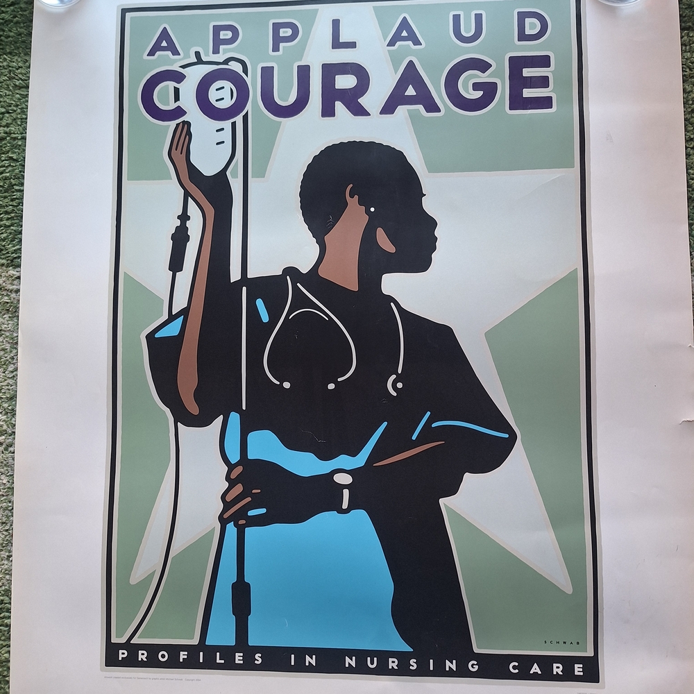 Courageous Care Art Poster - Black and Blue